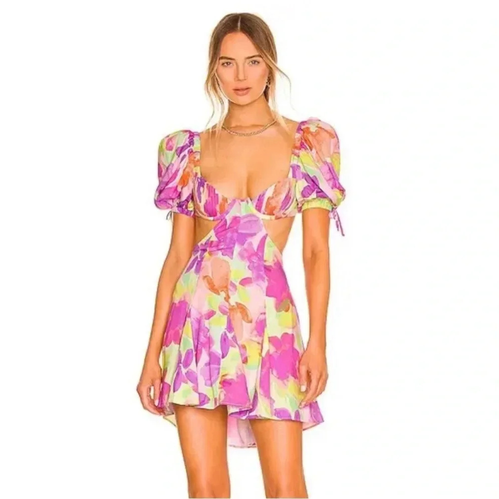 For love & Lemons Mya floral cutout mini dress